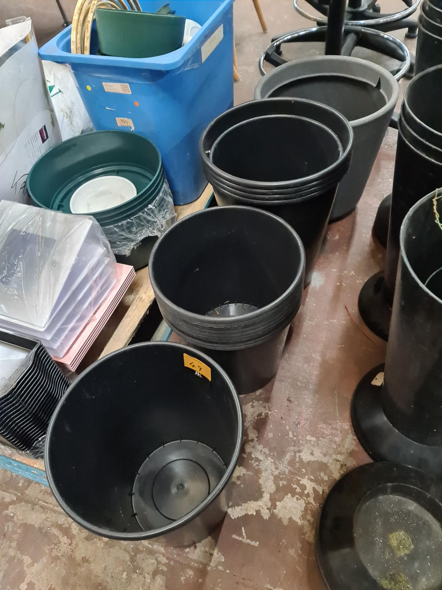 16 off assorted buckets - the contents of a row