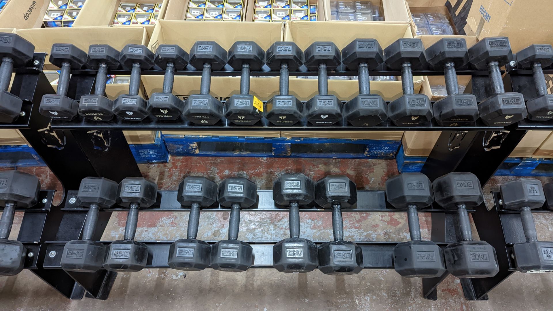 Rack and contents of Wolverson dumbbells. This lot comprises a two tier rack plus ten pairs of dumb - Image 7 of 7