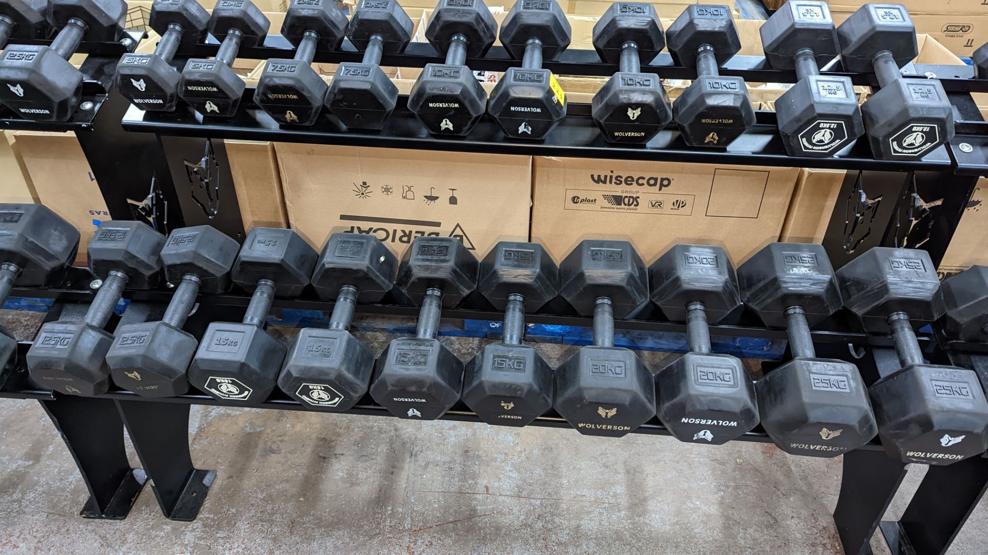 Rack and contents of Wolverson dumbbells. This lot comprises a two tier rack plus ten pairs of dumb - Image 2 of 9