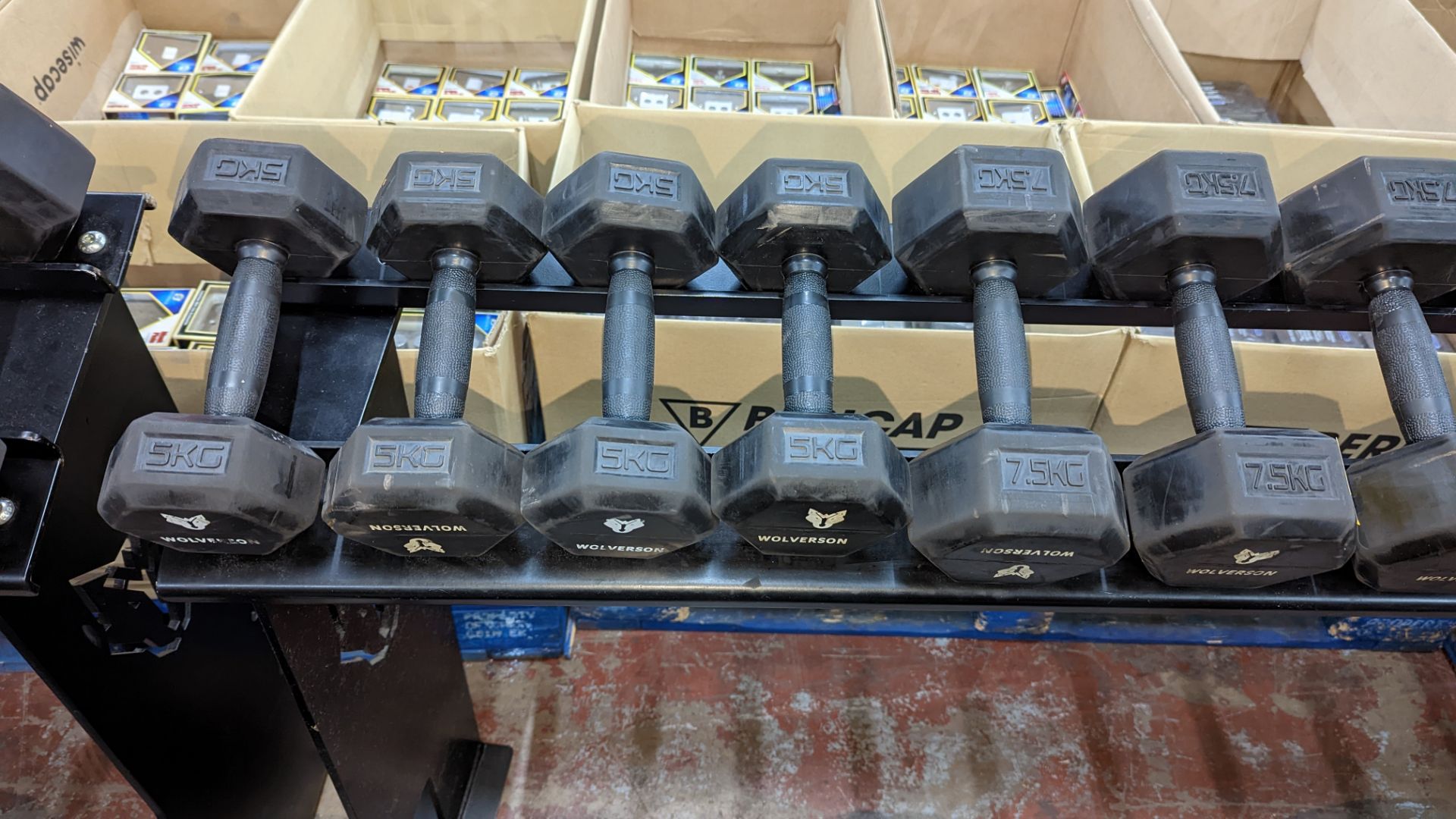 Rack and contents of Wolverson dumbbells. This lot comprises a two tier rack plus ten pairs of dumb - Image 3 of 7