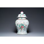 A large Chinese famille rose vase and cover, 19th C.