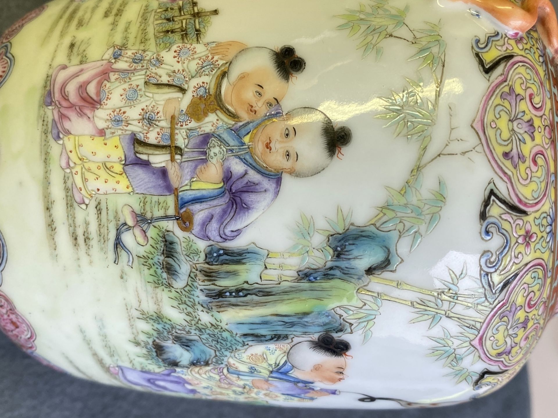 A Chinese famille rose 'playing boys' vase, Qianlong mark, Republic - Image 9 of 12