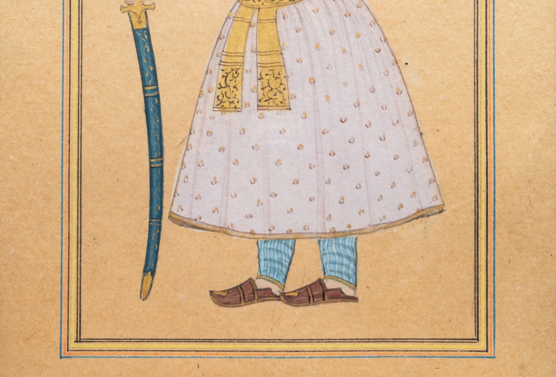 Indian school miniature: 'Portrait of an emperor', ink and colour on paper, 19th C. - Bild 4 aus 5