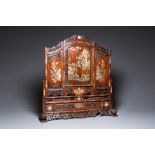 A Chinese mother-of-pearl-inlaid wooden screen for the Vietnamese market, 19th C.