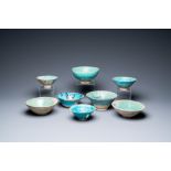 A collection of eight turquoise-glazed bowls, Persia and the Middle-East, 13th C. and later