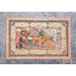 Qajar school miniature: 'The battle of Karbala', gouache and gilding on paper, Iran, 19/20th C.