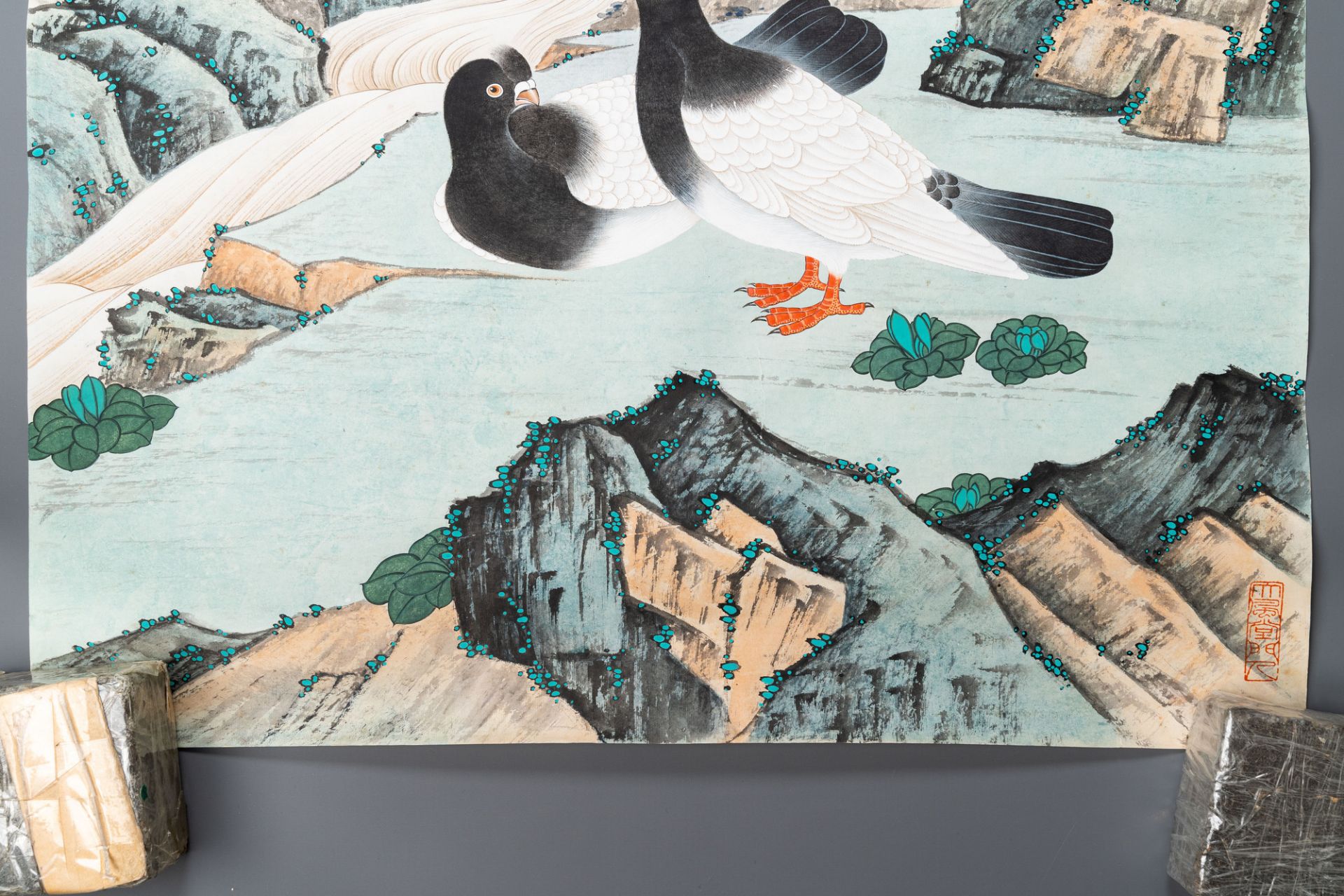 Sun Yunsheng (1918-2000): ÔPeace dovesÕ, ink and colour on paper - Image 9 of 21