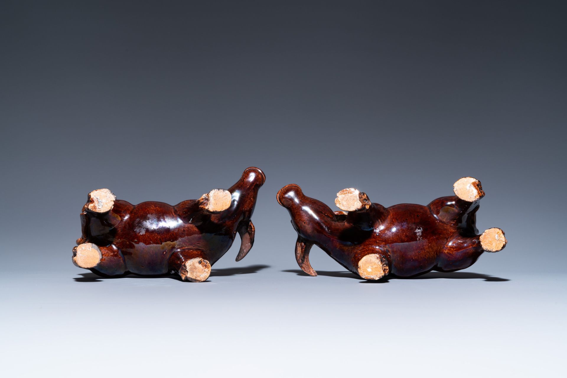A pair of Chinese verte biscuit groups of boys riding buffaloes, Kangxi - Image 7 of 7