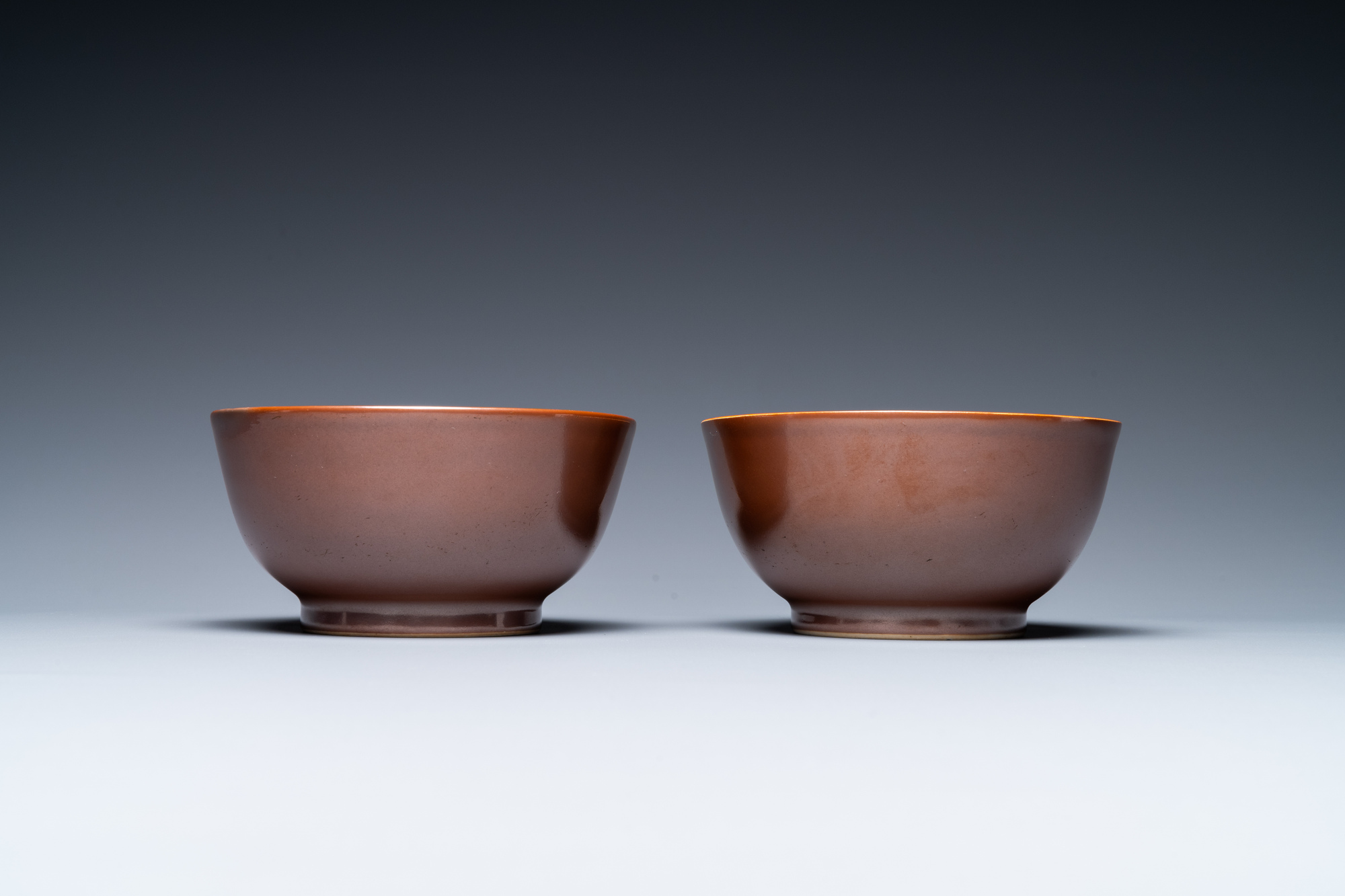 A pair of Chinese cafe au lait-glazed bowls, Qianlong mark and of the period - Image 3 of 7