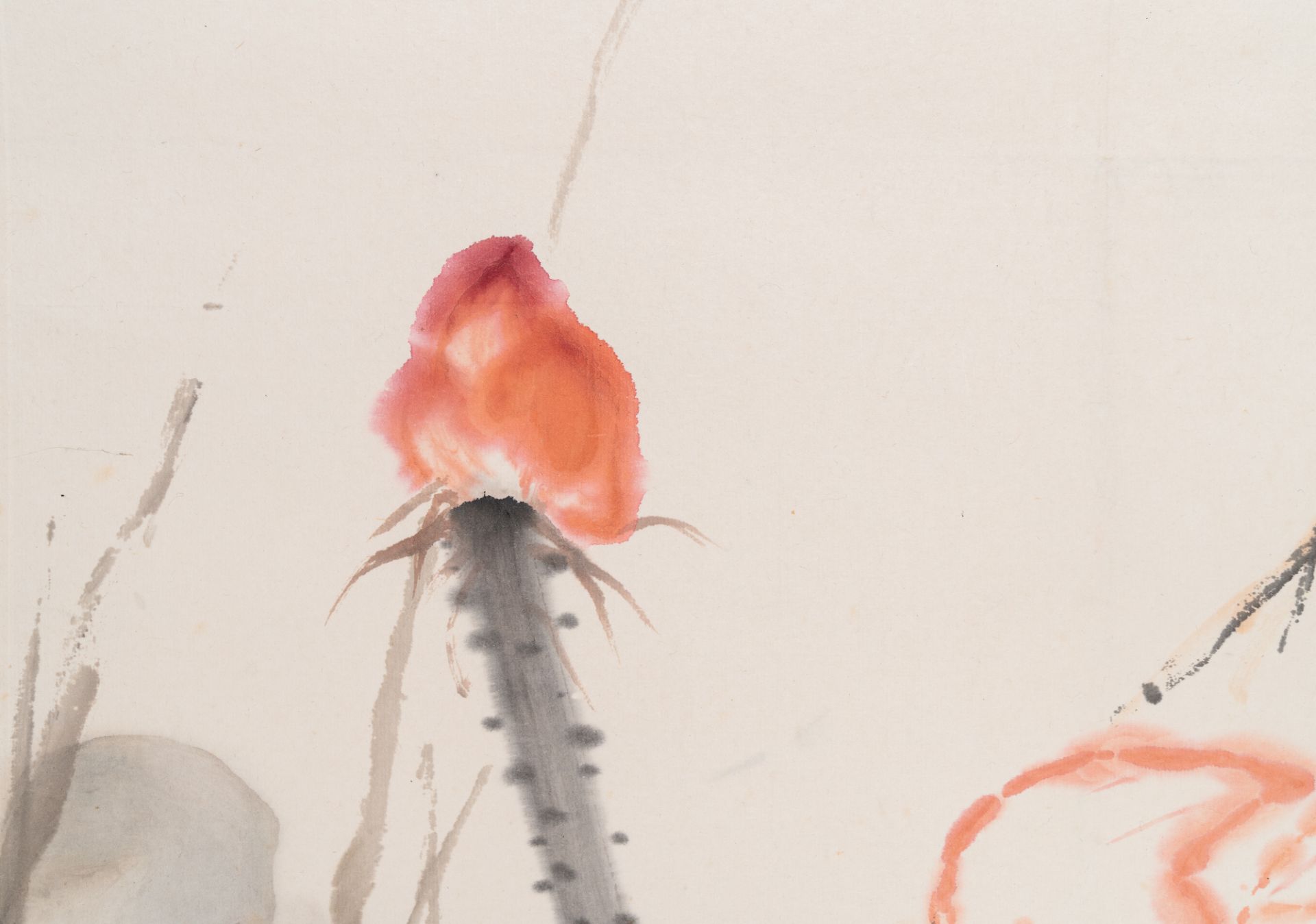 Zhou Sicong (1939-1996): ÔLady with a lotus flowerÕ, ink and colour on paper - Image 7 of 9