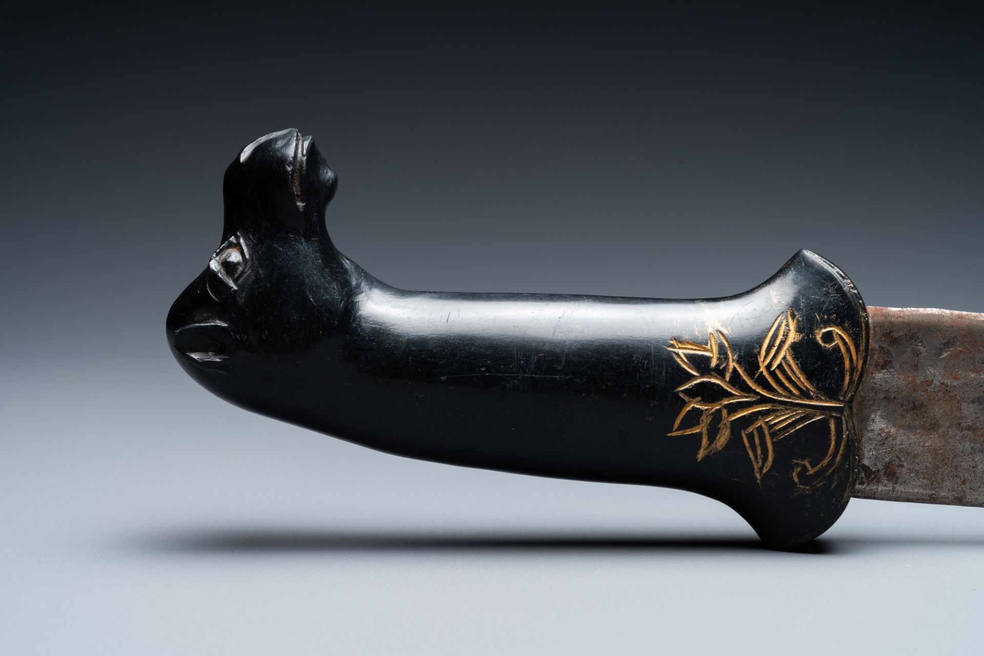 A Mughal dagger with black hardstone camel head grip, India, 19th C. - Image 8 of 8