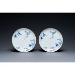 A pair of Japanese blue and white ai-Kakiemon 'deer' plates, Edo, 18th C.