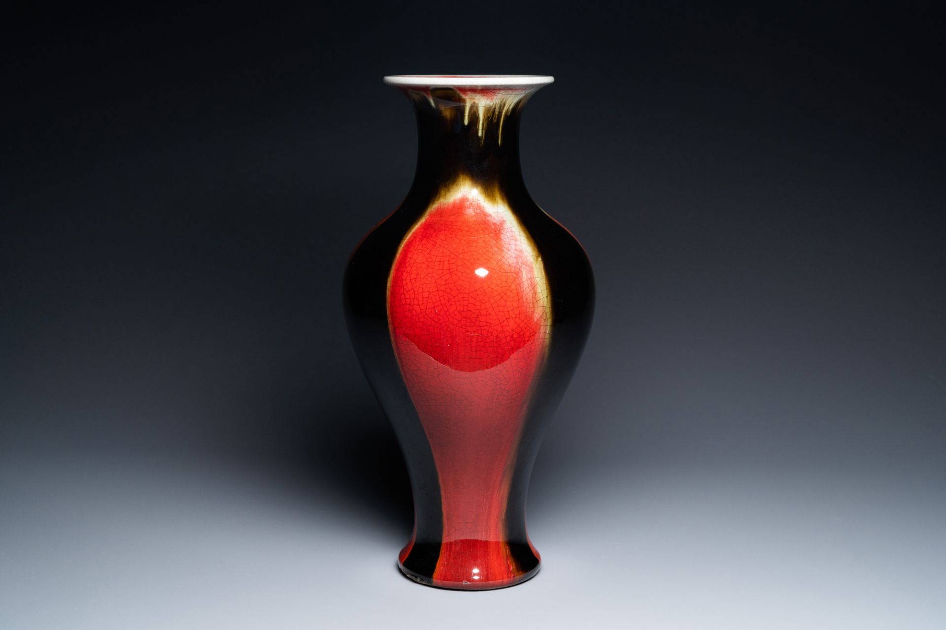 A Chinese flambe-glazed baluster vase, 19/20th C.