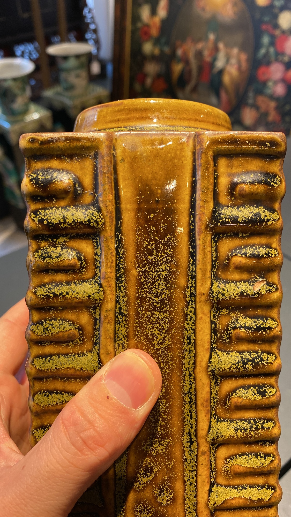 A Chinese imitation bronze-glazed 'cong' vase, Yongzheng/Qianlong - Image 11 of 13