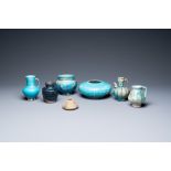 A collection of seven turquoise-glazed jugs and vases, Middle-East, 13th C. and later