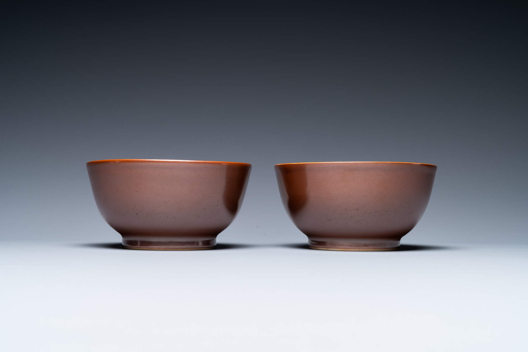 A pair of Chinese cafe au lait-glazed bowls, Qianlong mark and of the period - Image 2 of 7