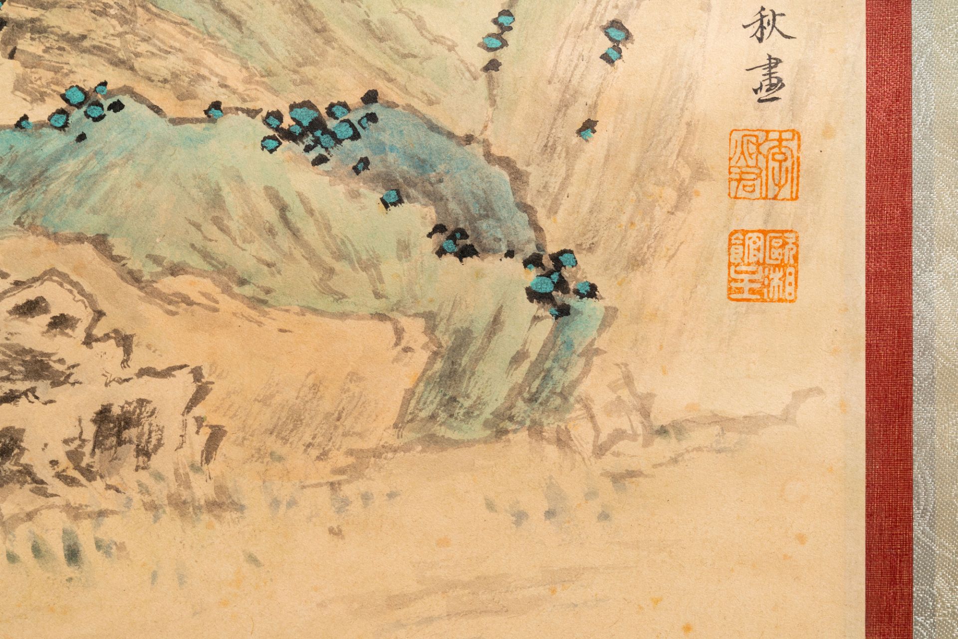 Li Qiujun (1899-1973): ÔScholars engaged in leisurely pursuitsÕ, ink and colour on paper - Image 9 of 17
