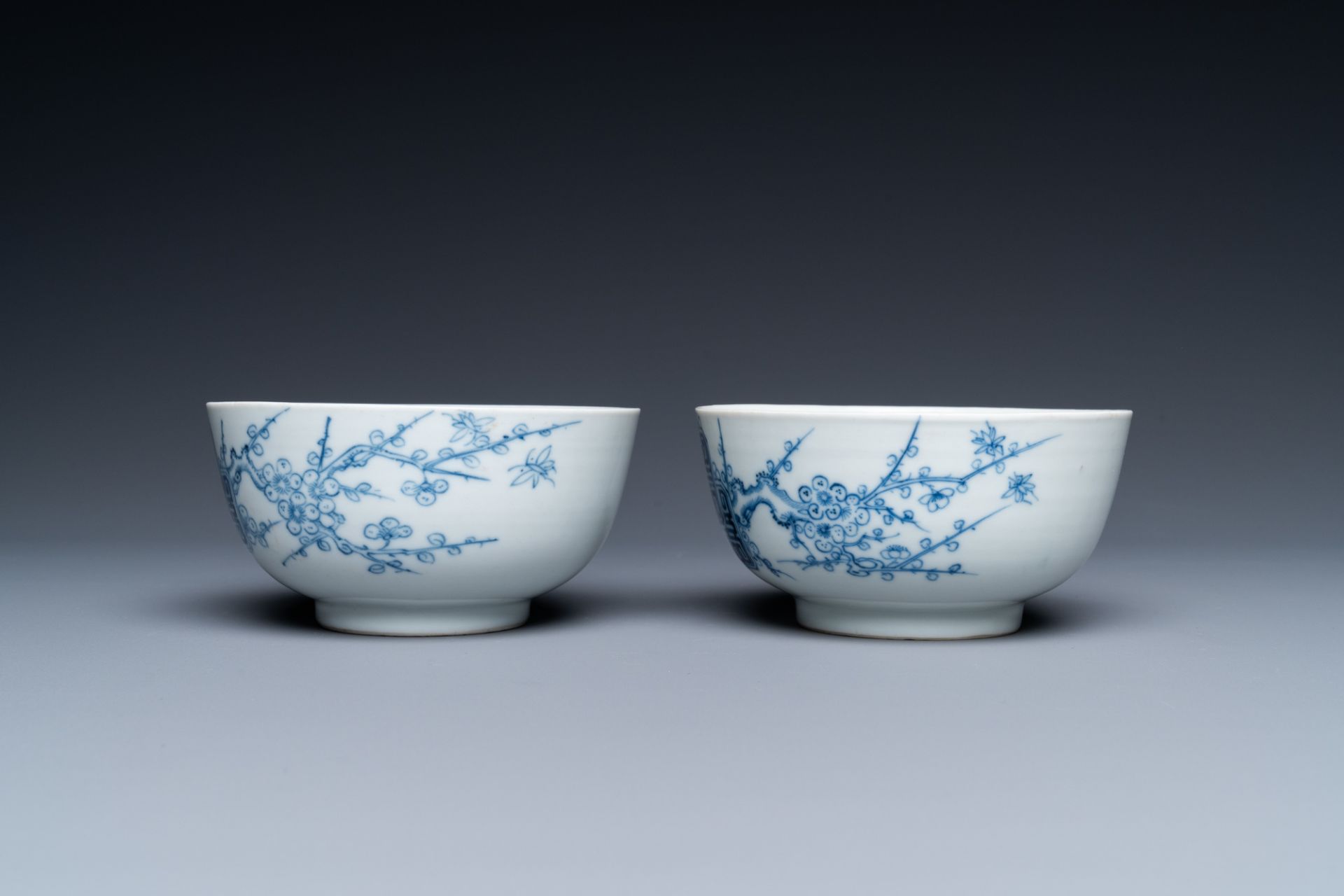 A pair of Chinese 'Bleu de Hue' bowls for the Vietnamese market, 'Roushen collection' mark, 19th C. - Image 4 of 8