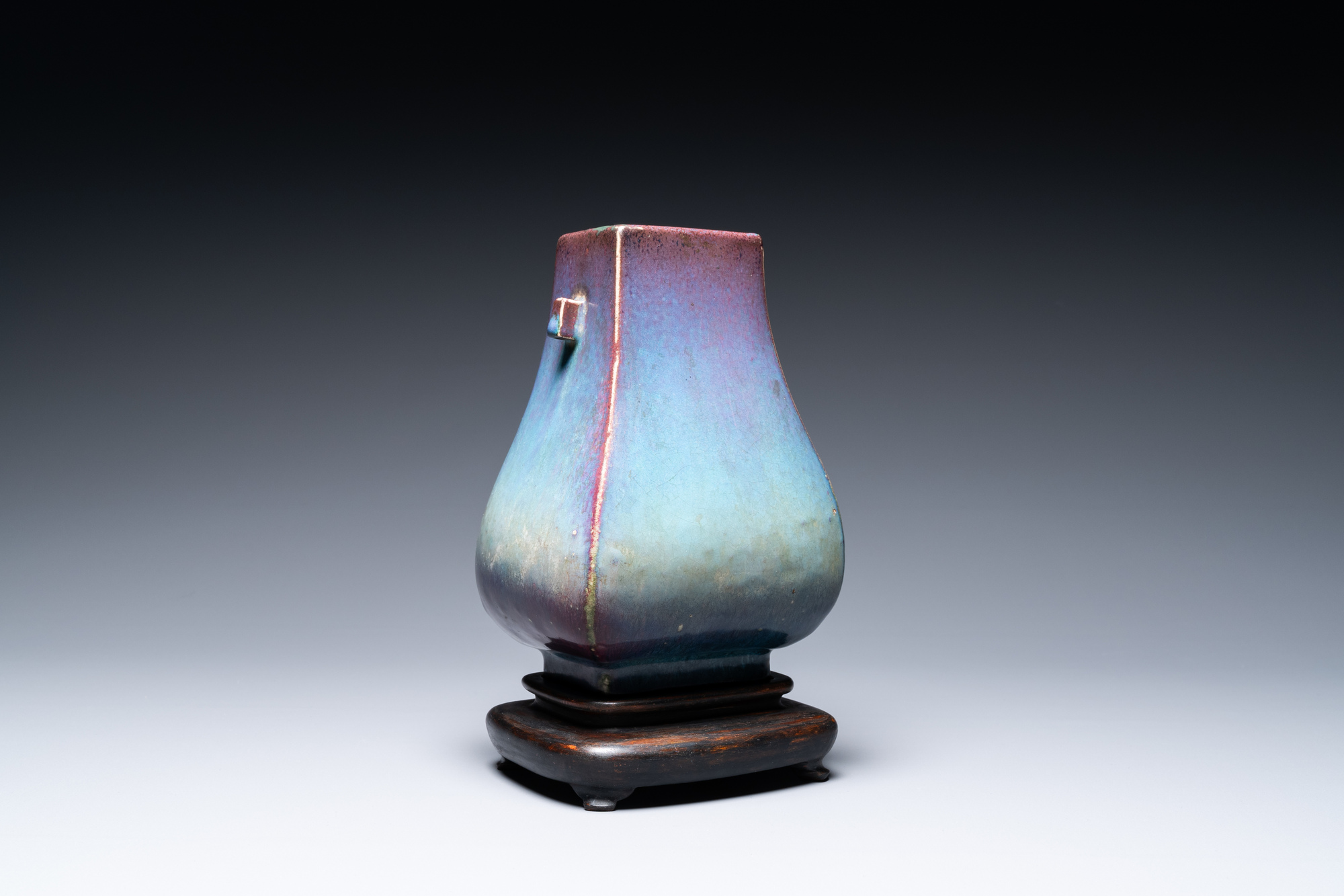 A Chinese flambe-glazed 'fanghu' vase, Yongzheng/Qianlong