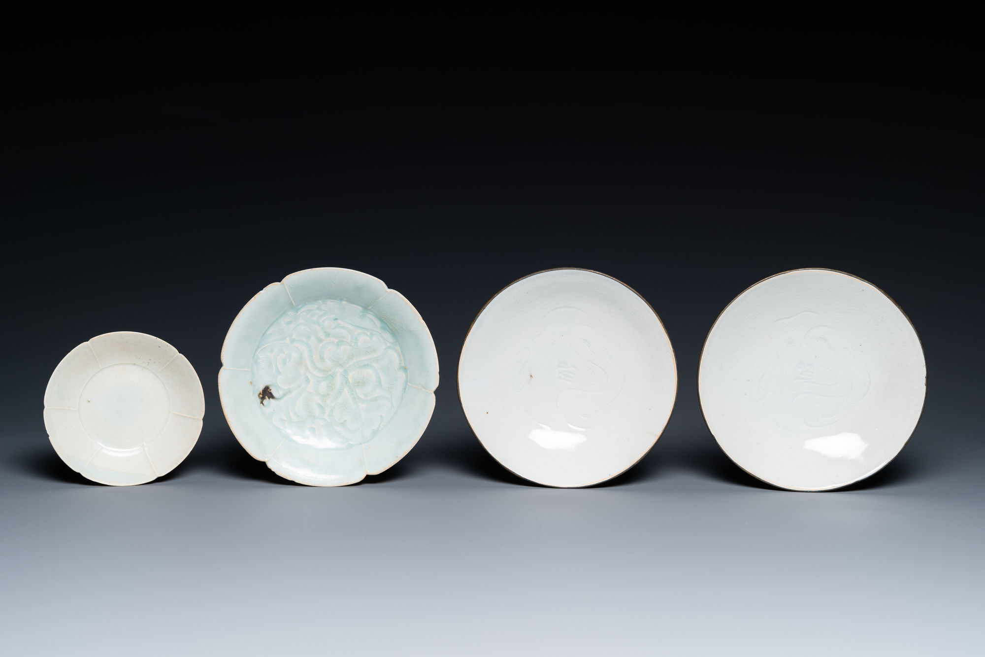 Four Chinese qingbai and dingyao plates, Song or later - Image 2 of 3