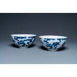 A pair of Chinese 'Bleu de Hue' bowls for the Vietnamese market, 20th C.