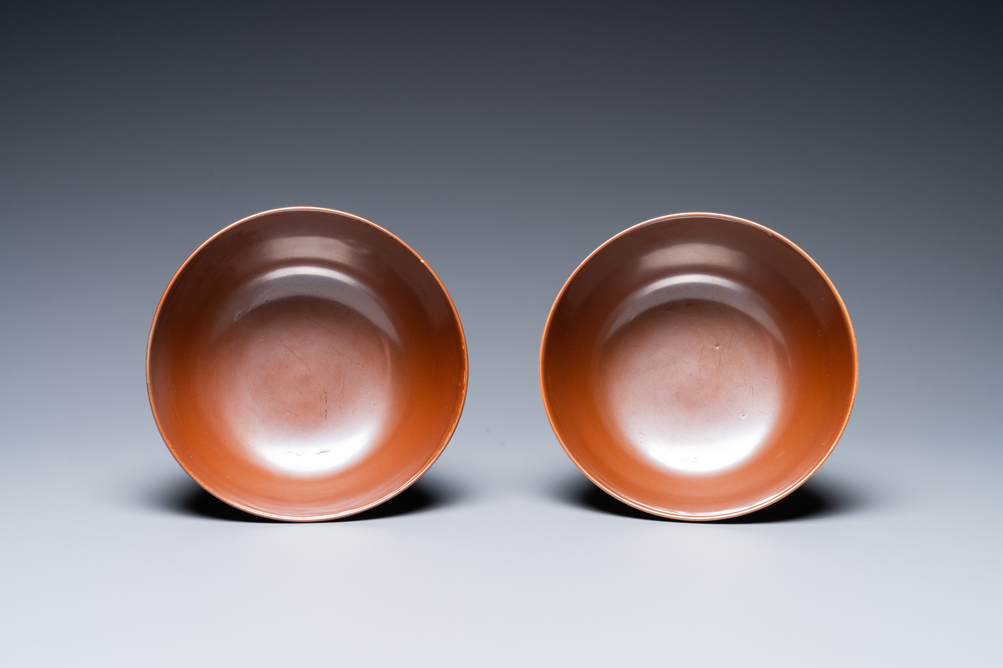 A pair of Chinese cafe au lait-glazed bowls, Qianlong mark and of the period - Image 7 of 7