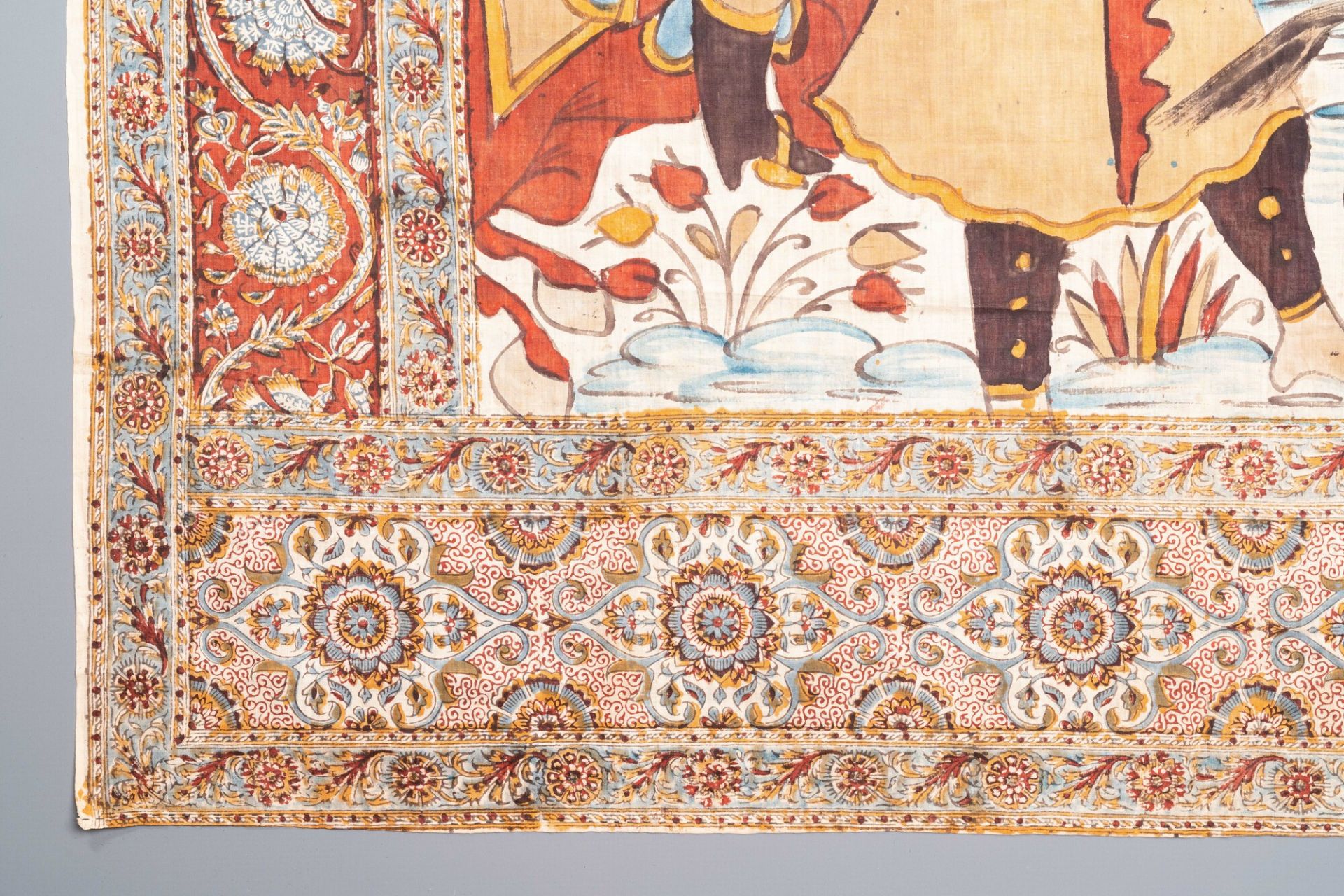 Qajar school: two painted cotton cloths, 19/20th C. - Image 3 of 8