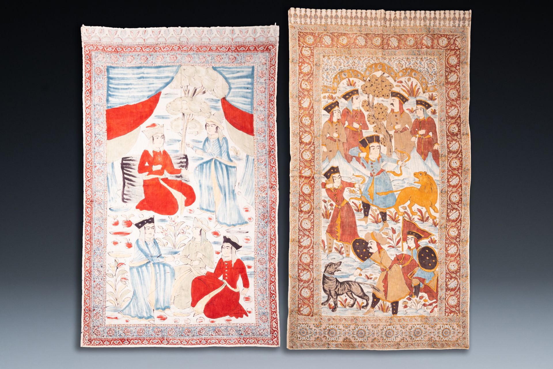 Qajar school: two painted cotton cloths, 19/20th C. - Image 2 of 8