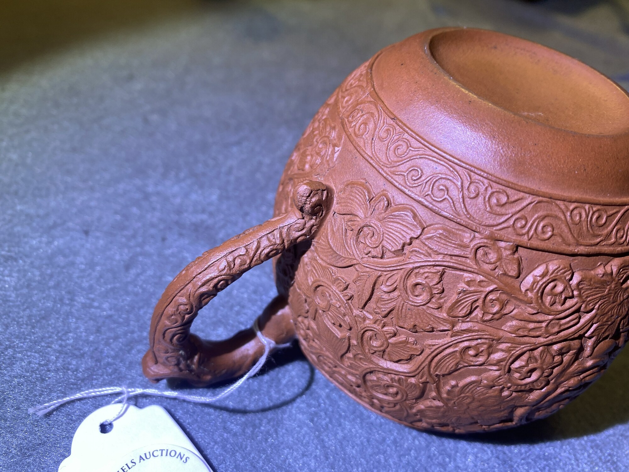 A Chinese Yixing stoneware teapot with boys among peony scrolls, Kangxi - Image 22 of 23