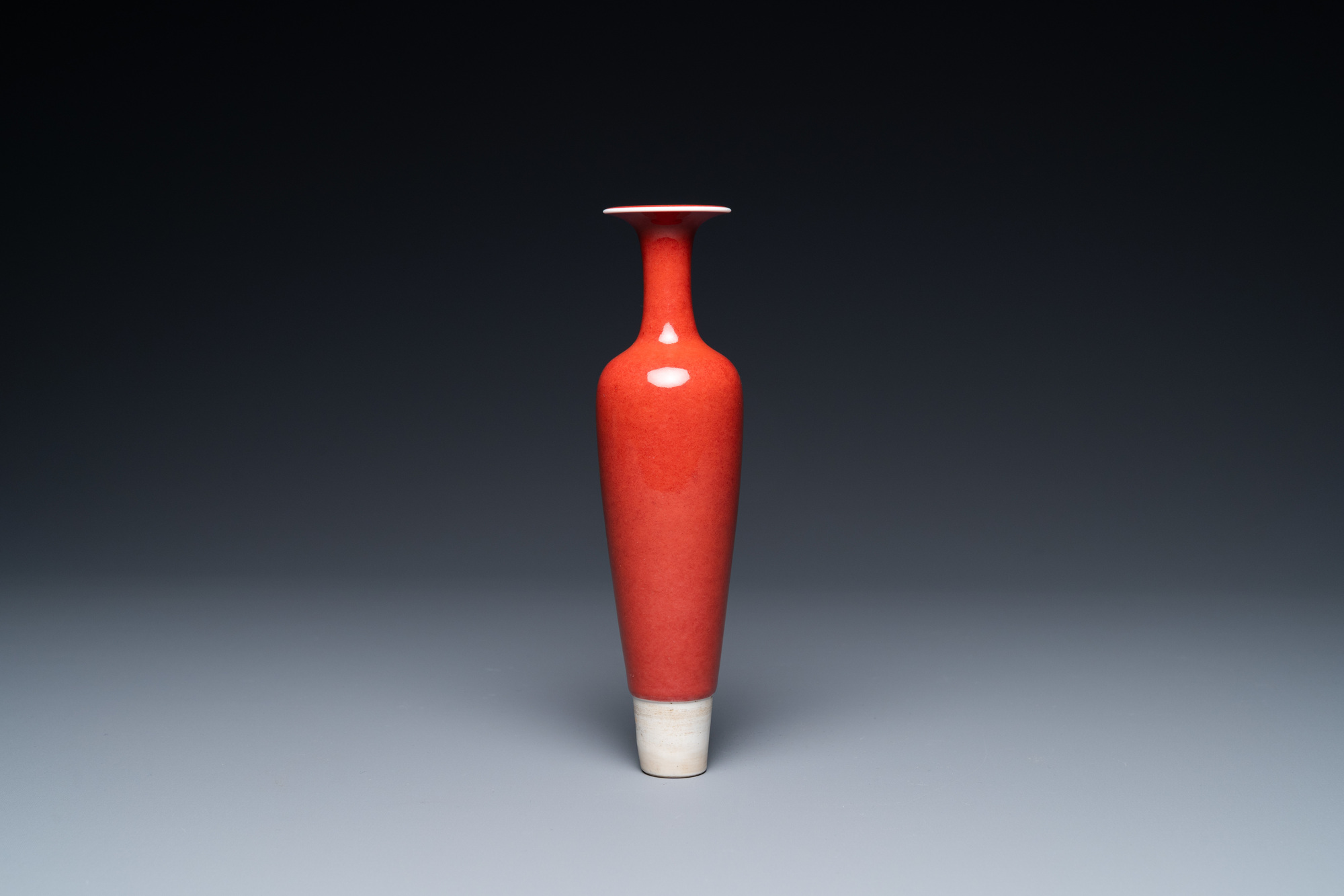 A Chinese slender 'peach bloom'-glazed vase, Kangxi mark but probably later - Image 6 of 9