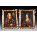 Flemish school: A pair of portraits of noble figures, oil on canvas, 17th C.