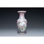 A large Chinese famille rose vase with ladies in a garden, Republic