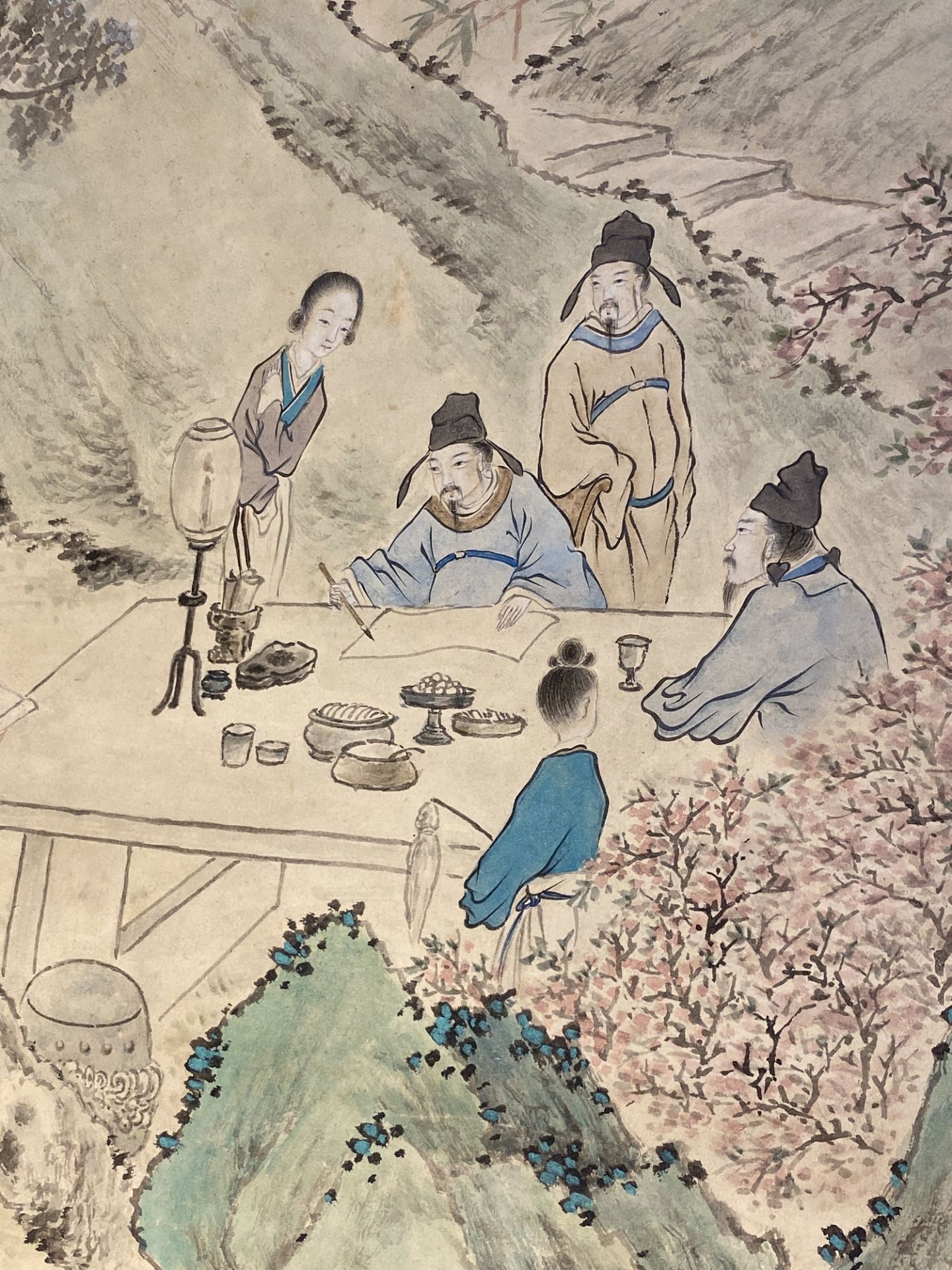 Li Qiujun (1899-1973): ÔScholars engaged in leisurely pursuitsÕ, ink and colour on paper - Image 11 of 17