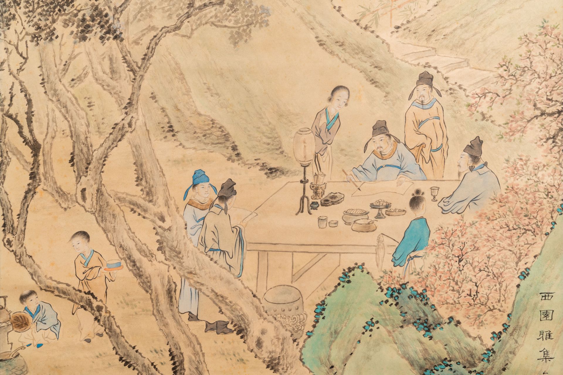 Li Qiujun (1899-1973): ÔScholars engaged in leisurely pursuitsÕ, ink and colour on paper - Image 6 of 17