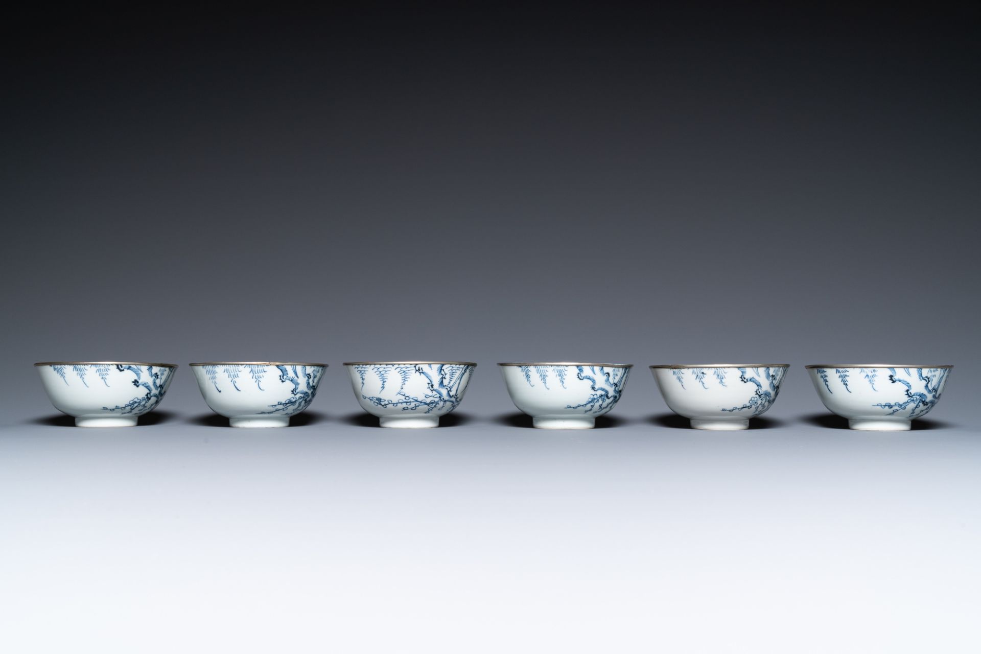 Six Chinese 'Bleu de Hue' bowls for the Vietnamese market, Ngoc mark, 19th C. - Image 3 of 7