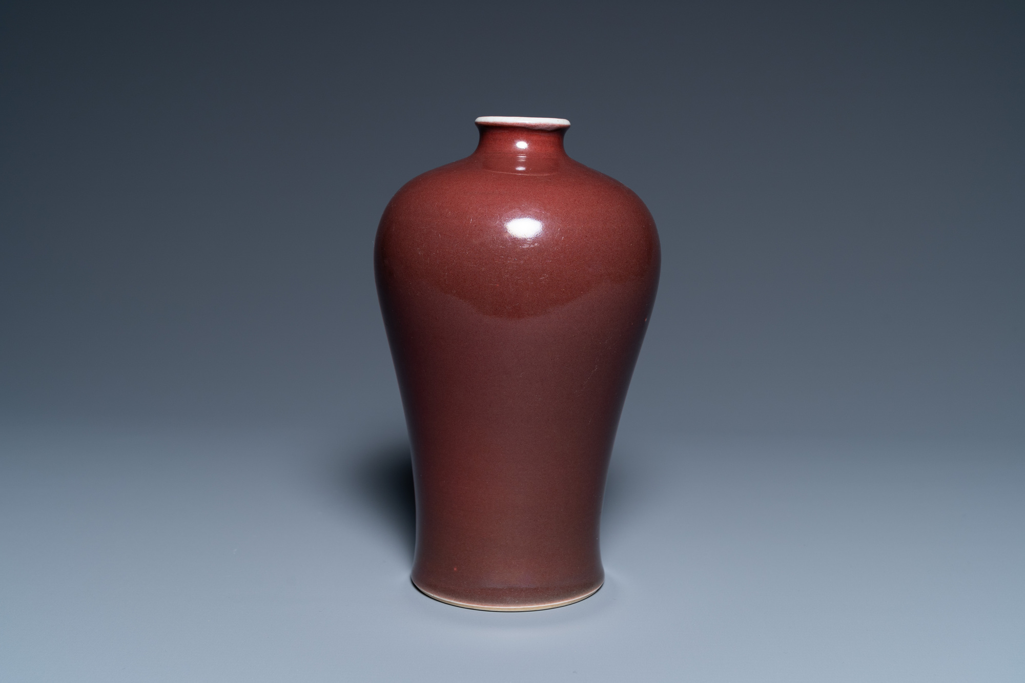 A Chinese monochrome dark copper red meiping vase, Qianlong mark and of the period - Image 3 of 15