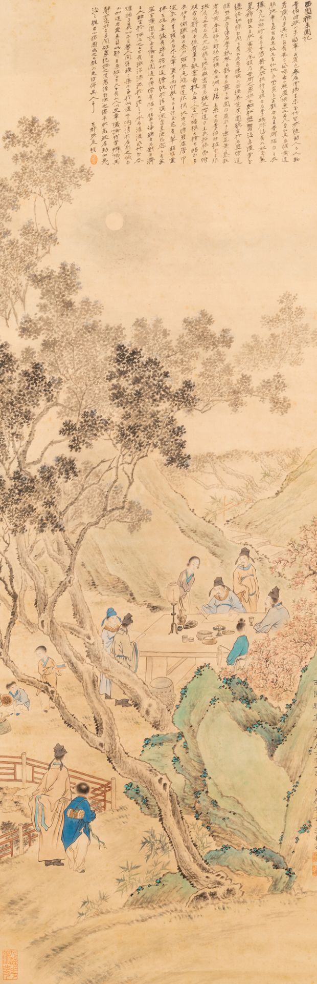 Li Qiujun (1899-1973): ÔScholars engaged in leisurely pursuitsÕ, ink and colour on paper