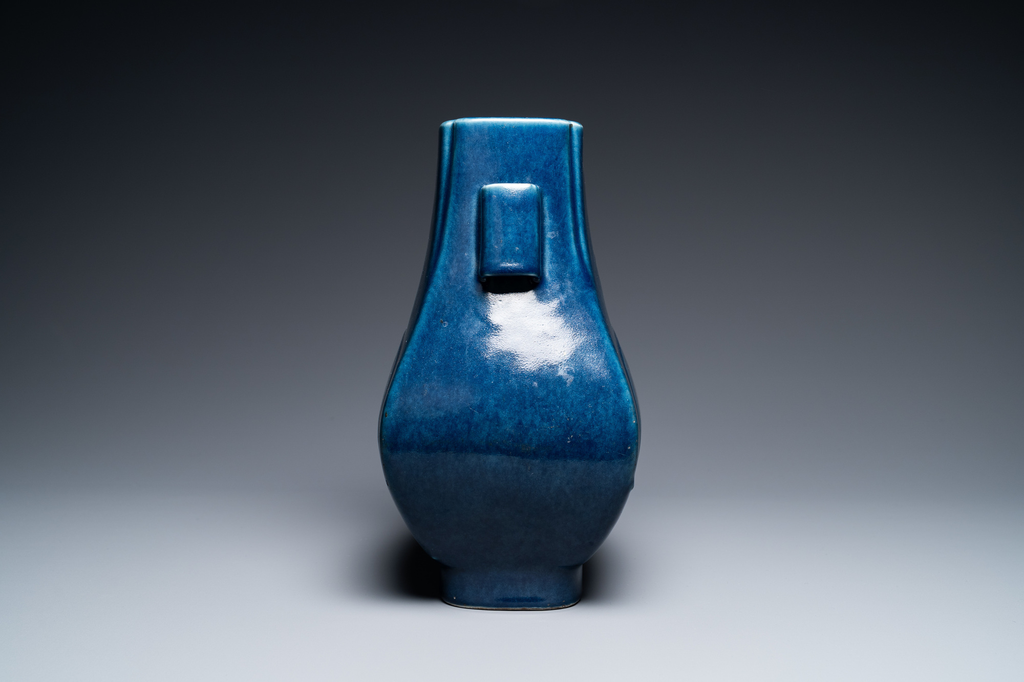 A Chinese monochrome blue 'fanghu' vase, Guangxu mark and of the period - Image 2 of 6