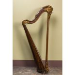 A partly gilt wooden harp, probably France, 18/19th C.