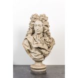 A French white-patinated terracotta bust of a nobleman in the style of Pierre-Franois Berruer (1733