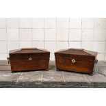 Two English mahogany tea caddies, 19th C.