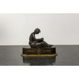 A bronze sculpture of a philosopher after the antique, 19th C.