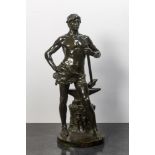 Georges Marie Valentin Bareau (1866-1931): 'Le forgeron', green patinated bronze