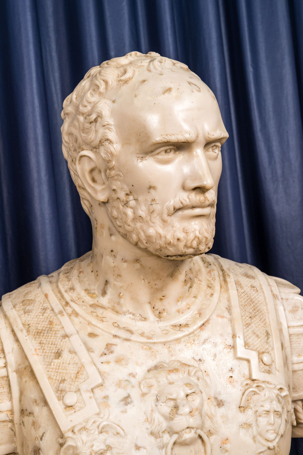 Four Italian faux marble busts of Roman emperors, 19/20th C. - Bild 6 aus 6