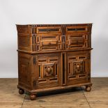 A partly ebonised oak buffet, 17th C. with later elements