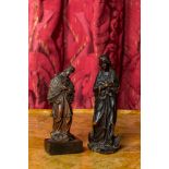 Two wood sculptures of Mary on a crescent moon and John the Baptist, 17/18th C.