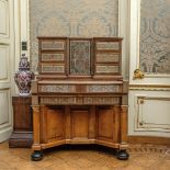 A German pewter-inlaid walnut veneered Boulle desk, 18th C.