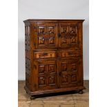 An English Jacobean-style four-door cabinet, 19th C.