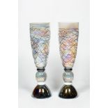 A pair of large decorative iridescent glass vases, 20th C.