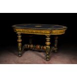 A French Napoleon III painted wooden table, 19th C.